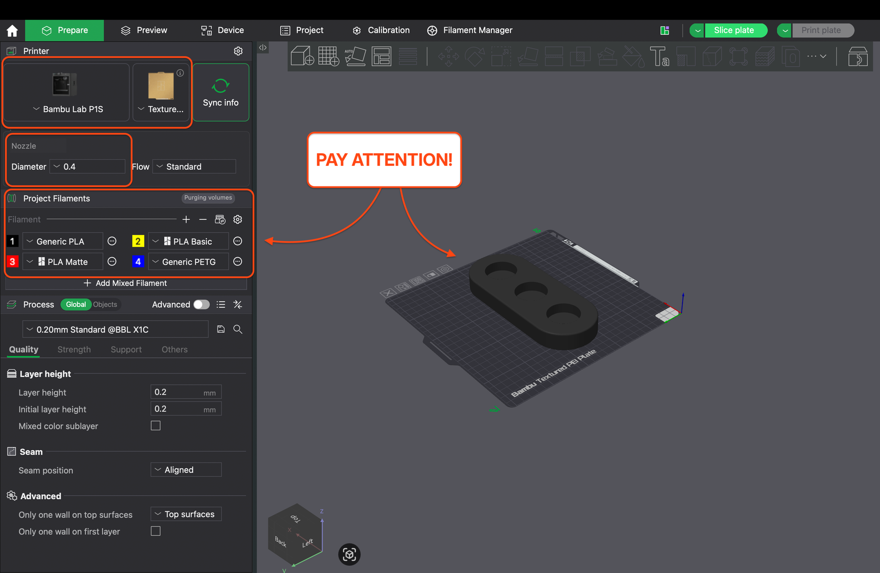 Make sure all of these match before moving on with your print!